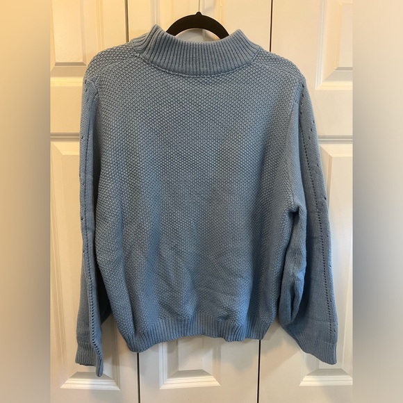 Blue Eyelet Sweater - Picture 2 of 4